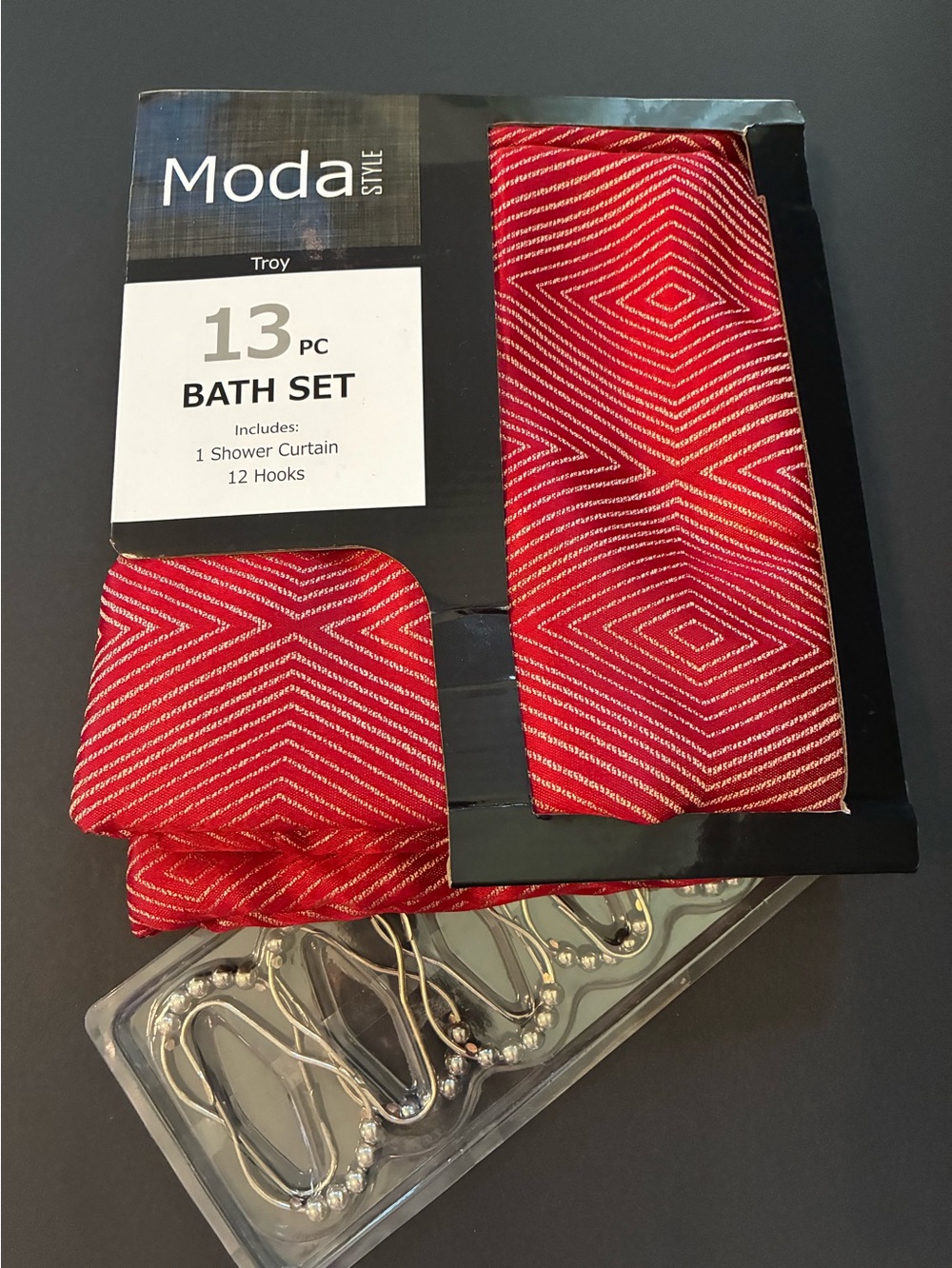 Moda Style red shower curtain set